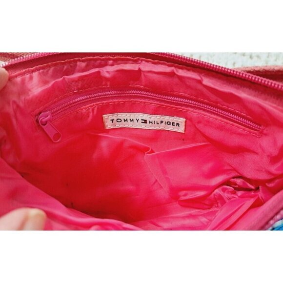 Tommy Hilfiger Small Raspberry & Brown Zip Top Purse Tassels - Picture 6 of 9